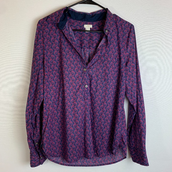 J. Crew Tops - J Crew Purple and Pink Button Down Blouse